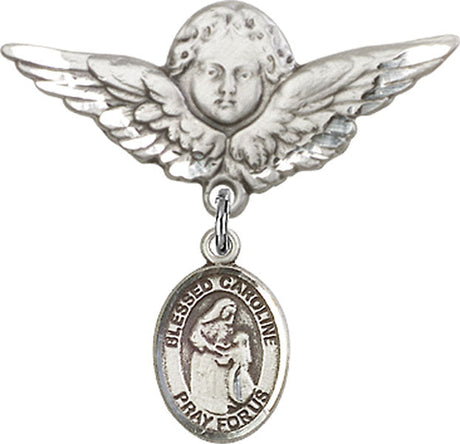 Blessed Caroline Gerhardinger Charm and Angel with Larger Wings Badge Pin