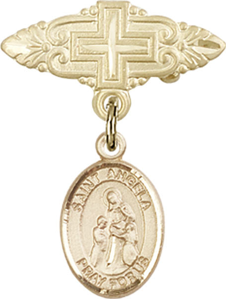 St. Angela Merici Charm and Badge Pin with Cross