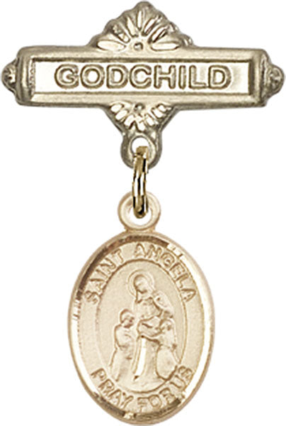 St. Angela Merici Charm and Godchild Badge Pin