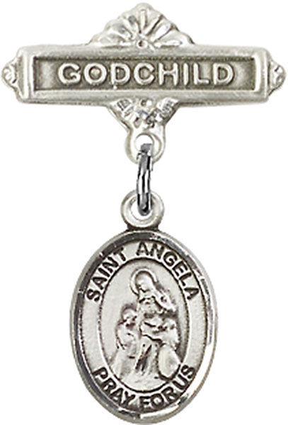 St. Angela Merici Charm and Godchild Badge Pin