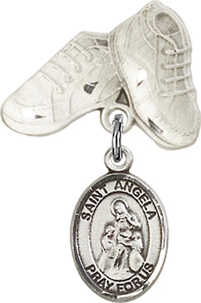 St. Angela Merici Charm and Baby Boots Pin
