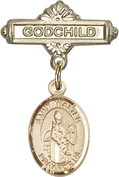 St. Walter of Pontnoise Charm and Godchild Badge Pin