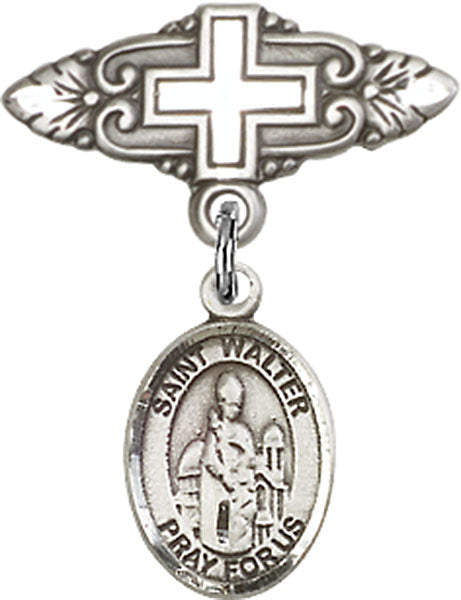 St. Walter of Pontnoise Charm and Badge Pin with Cross