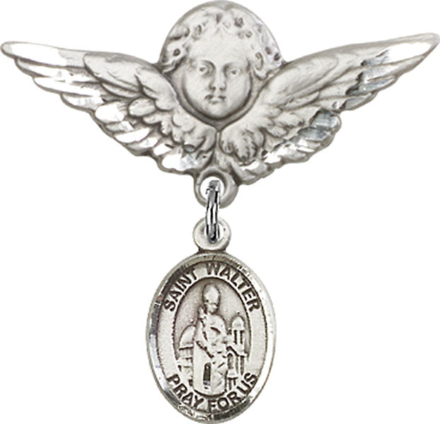 St. Walter of Pontnoise Charm and Angel with Larger Wings Badge Pin