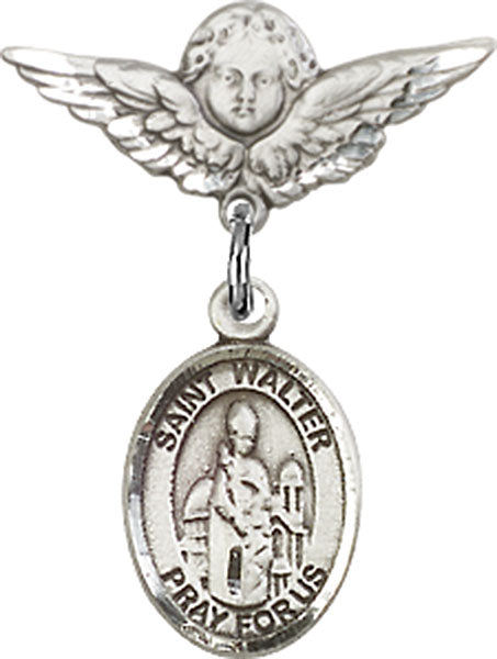 St. Walter of Pontnoise Charm and Angel with Smaller Wings Badge Pin