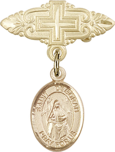 St. Deborah Charm and Badge Pin with Cross