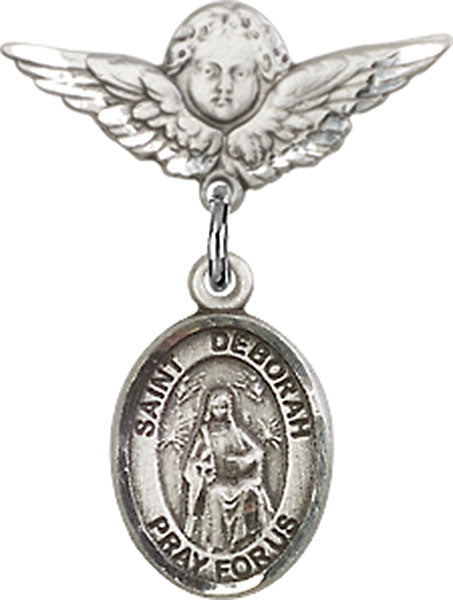 St. Deborah Charm and Angel with Smaller Wings Badge Pin