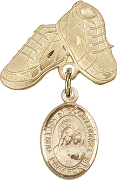 Our Lady of Good Counsel Charm and Baby Boots Pin