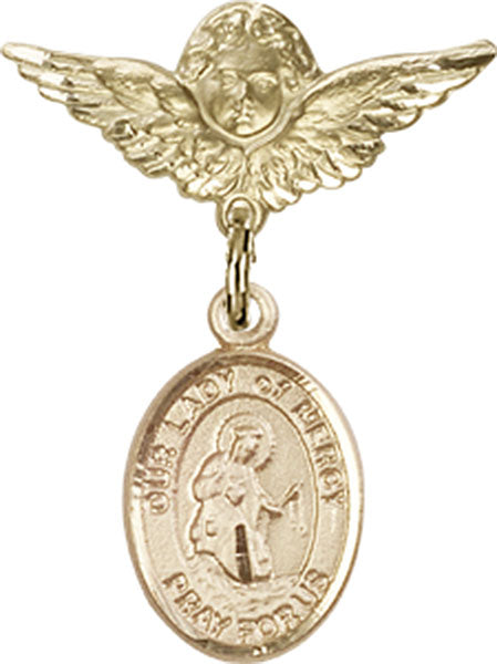 Our Lady of Mercy Charm and Angel with Smaller Wings Badge Pin
