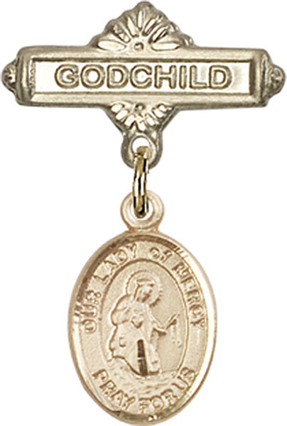 Our Lady of Mercy Charm and Godchild Badge Pin