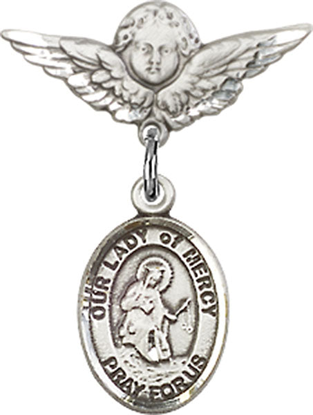 Our Lady of Mercy Charm and Angel with Smaller Wings Badge Pin