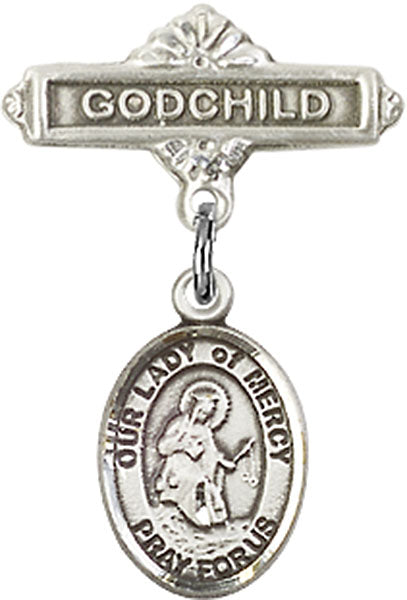 Our Lady of Mercy Charm and Godchild Badge Pin