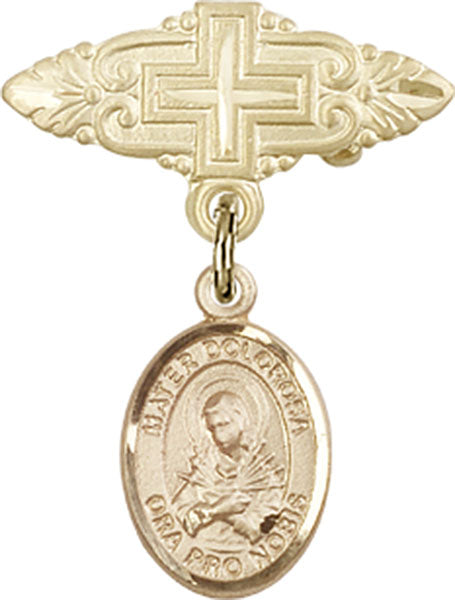 Mater Dolorosa Charm and Badge Pin with Cross