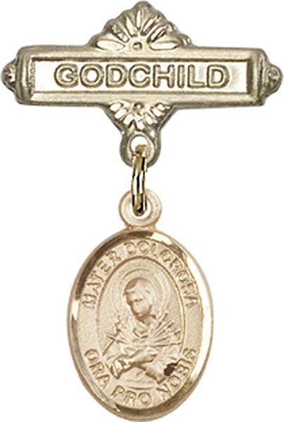 Mater Dolorosa Charm and Godchild Badge Pin