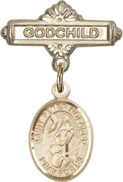 St. Peter Nolasco Charm and Godchild Badge Pin