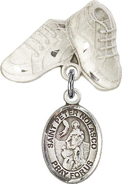 St. Peter Nolasco Charm and Baby Boots Pin