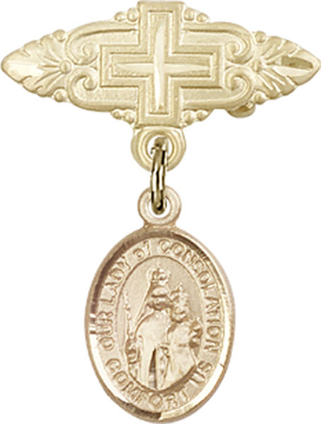 Our Lady of Consolation Charm and Badge Pin with Cross