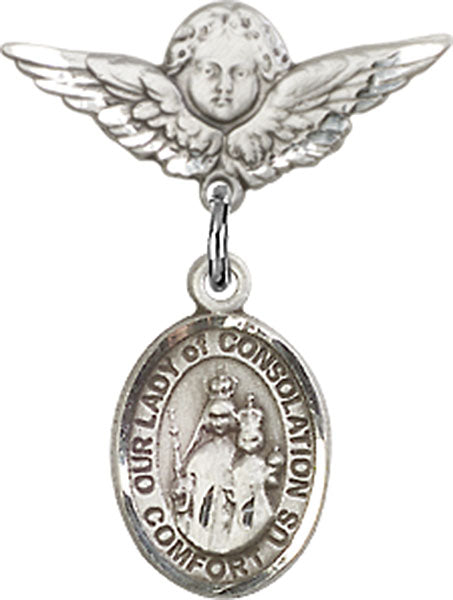 Our Lady of Consolation Charm and Angel with Smaller Wings Badge Pin