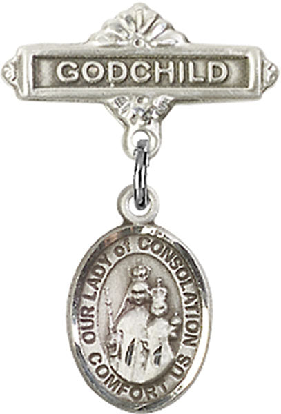 Our Lady of Consolation Charm and Godchild Badge Pin
