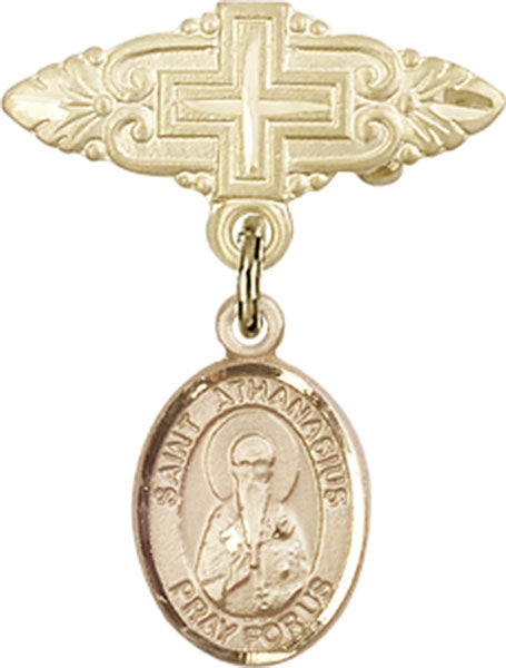 St. Athanasius Charm and Badge Pin with Cross