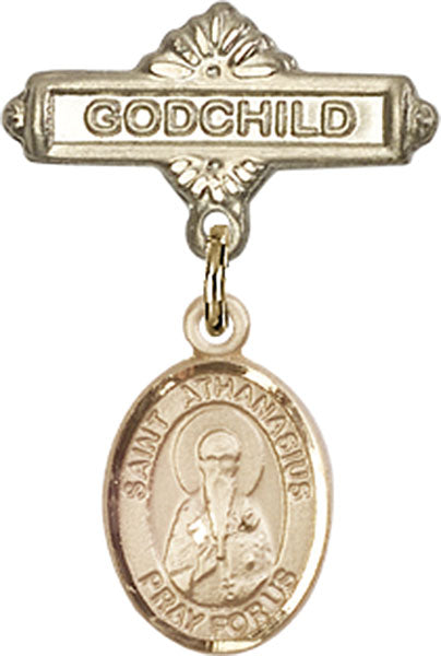 St. Athanasius Charm and Godchild Badge Pin