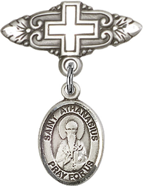 St. Athanasius Charm and Badge Pin with Cross