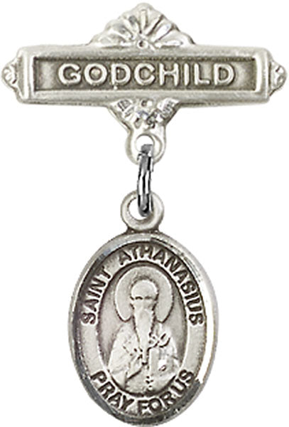 St. Athanasius Charm and Godchild Badge Pin