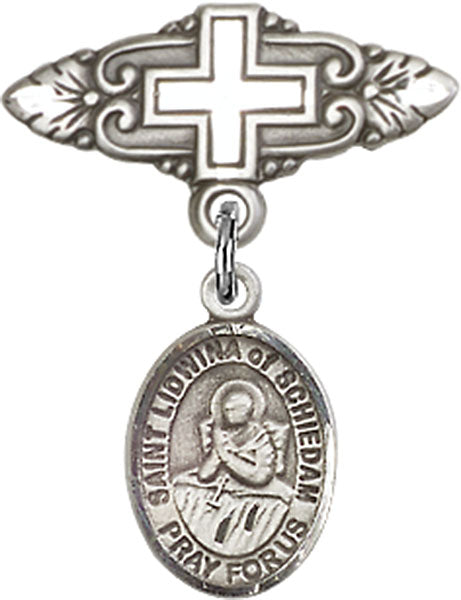 St. Lidwina of Schiedam Charm and Badge Pin with Cross