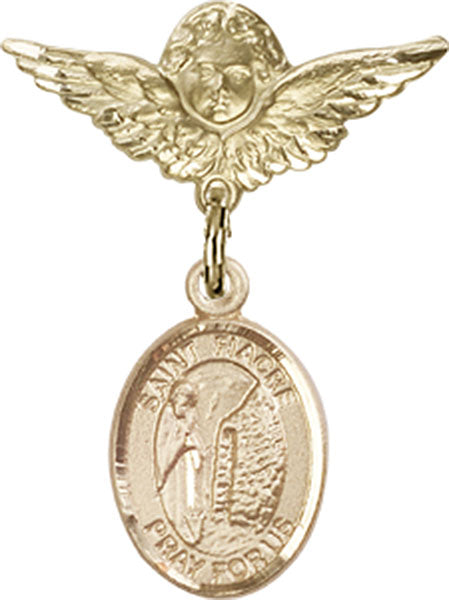 St. Fiacre Charm and Angel with Smaller Wings Badge Pin