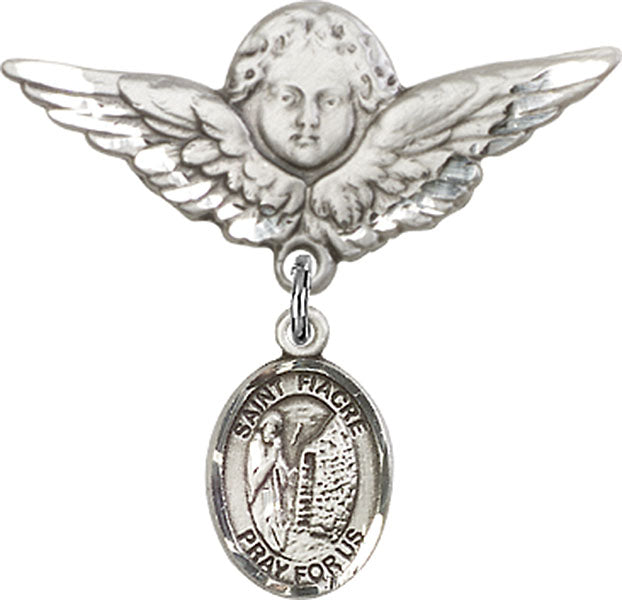St. Fiacre Charm and Angel with Larger Wings Badge Pin