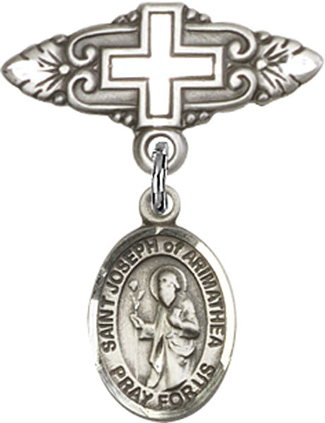 St. Joseph of Arimathea Charm and Badge Pin with Cross