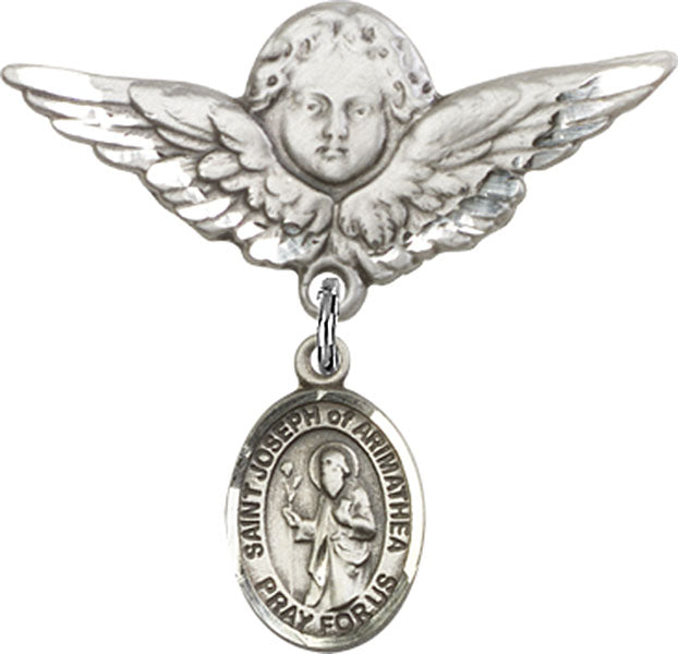 St. Joseph of Arimathea Charm and Angel with Larger Wings Badge Pin