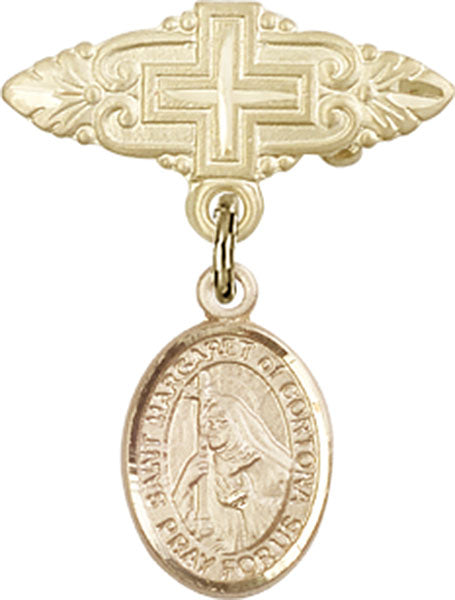 St. Margaret of Cortona Charm and Badge Pin with Cross