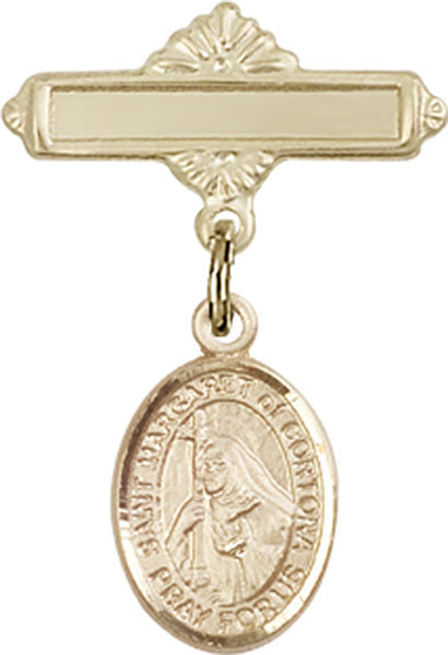 St. Margaret of Cortona Charm and Polished Engravable Badge Pin