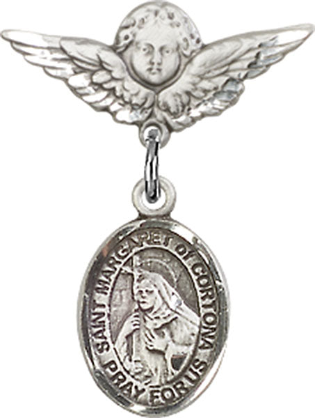 St. Margaret of Cortona Charm and Angel with Smaller Wings Badge Pin
