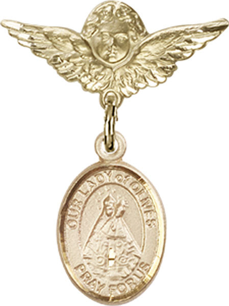 Our Lady of Olives Charm and Angel with Smaller Wings Badge Pin