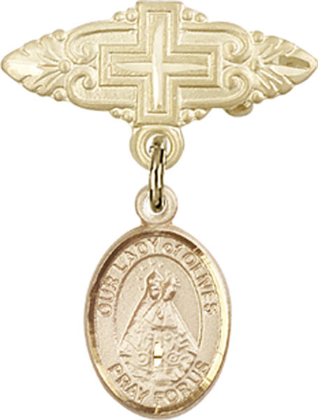 Our Lady of Olives Charm and Badge Pin with Cross