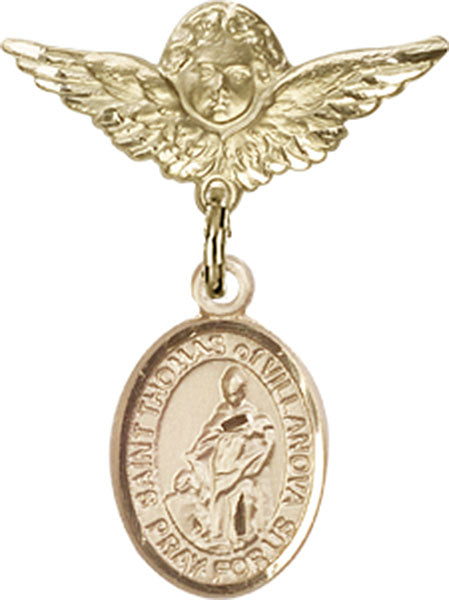 St. Thomas of Villanova Charm and Angel with Smaller Wings Badge Pin