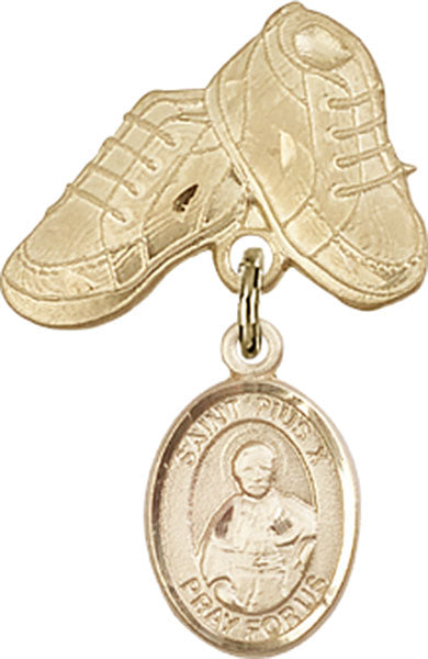 St. Pius X Charm and Baby Boots Pin