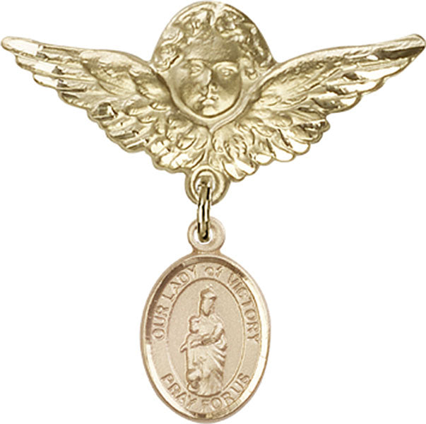 Our Lady of Victory Charm and Angel with Larger Wings Badge Pin