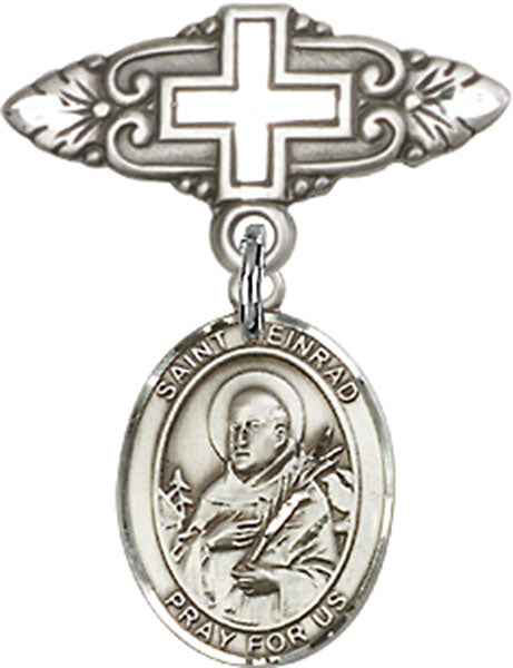 St. Meinrad of Einsideln Charm and Badge Pin with Cross