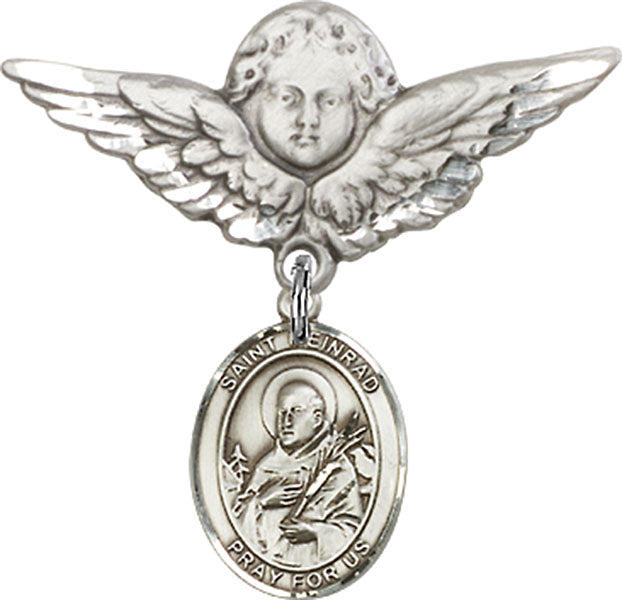 St. Meinrad of Einsideln Charm and Angel with Larger Wings Badge Pin