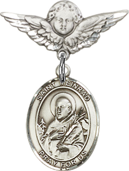 St. Meinrad of Einsideln Charm and Angel with Smaller Wings Badge Pin