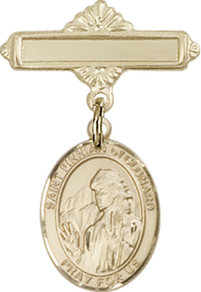 St. Finnian of Clonard Charm and Polished Engravable Badge Pin