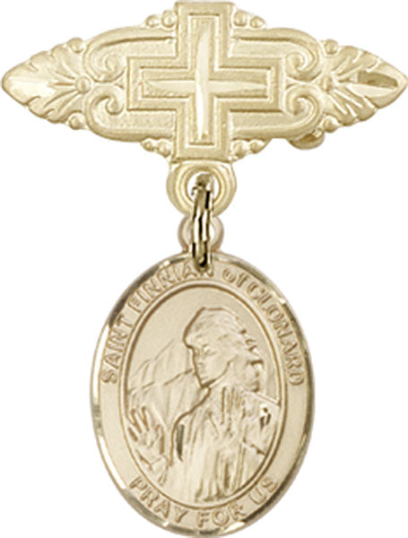 St. Finnian of Clonard Charm and Badge Pin with Cross