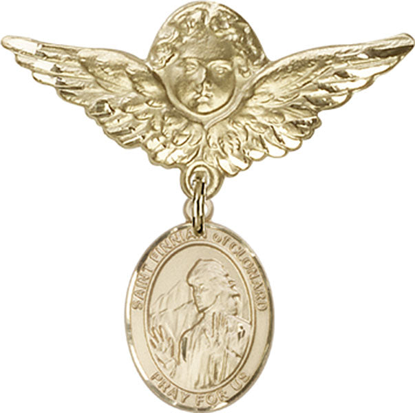 St. Finnian of Clonard Charm and Angel with Larger Wings Badge Pin