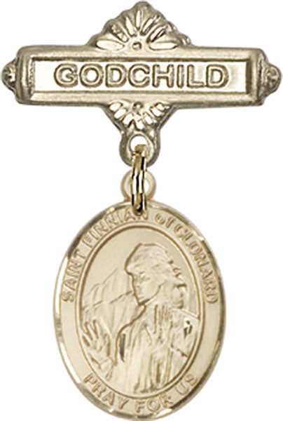 St. Finnian of Clonard Charm and Godchild Badge Pin