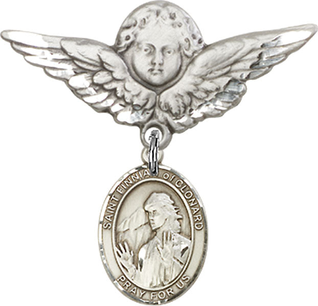 St. Finnian of Clonard Charm and Angel with Larger Wings Badge Pin