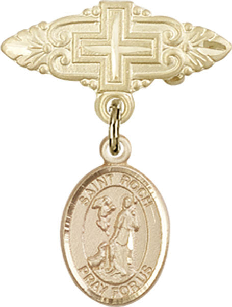St. Roch Charm and Badge Pin with Cross