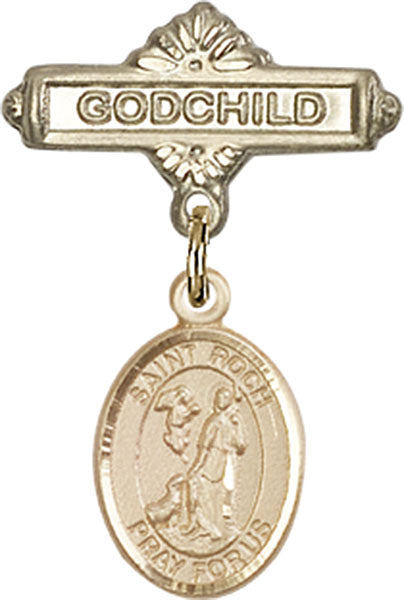 St. Roch Charm and Godchild Badge Pin